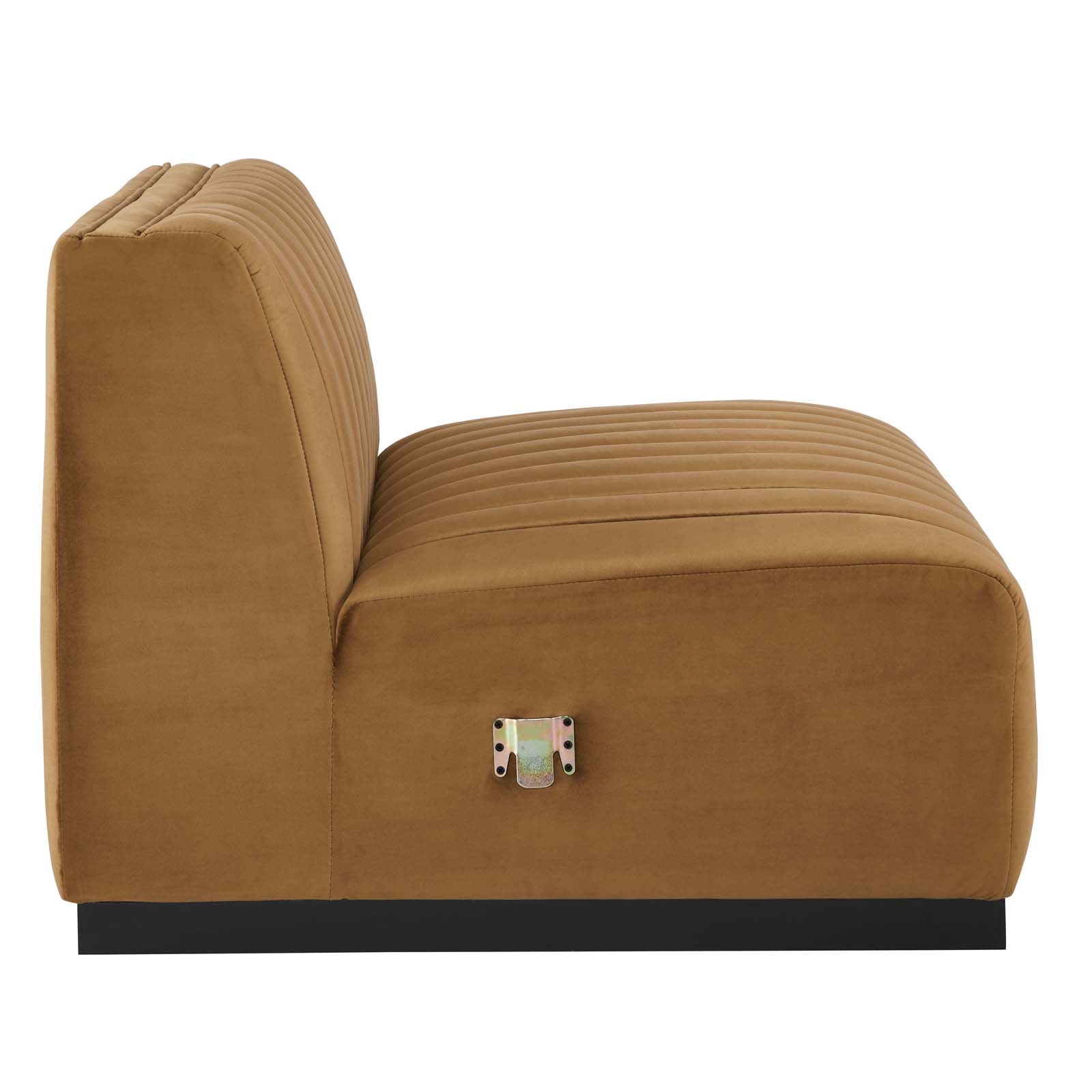 Modway Accent Chairs - Conjure Channel Tufted Performance Velvet Armless Chair Black Cognac