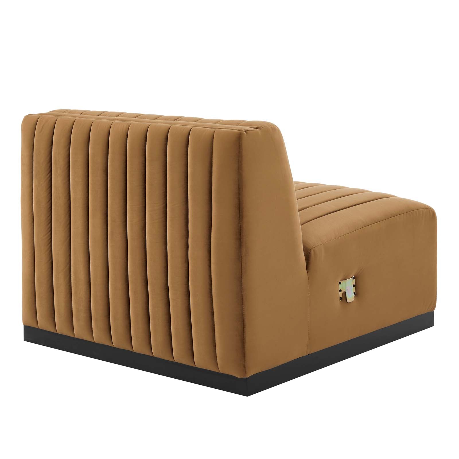 Modway Accent Chairs - Conjure Channel Tufted Performance Velvet Armless Chair Black Cognac