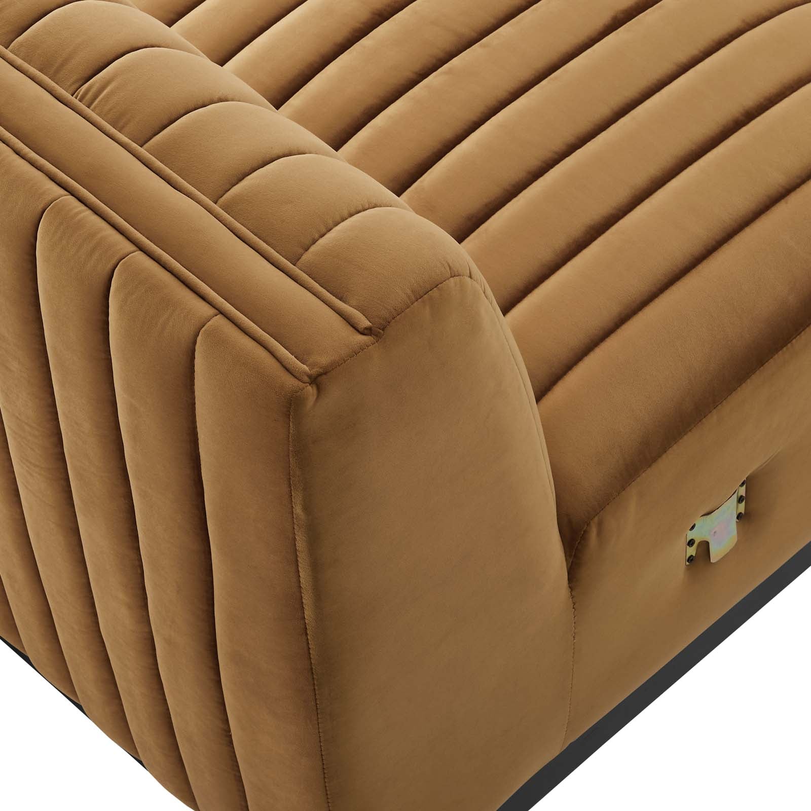 Modway Accent Chairs - Conjure Channel Tufted Performance Velvet Armless Chair Black Cognac