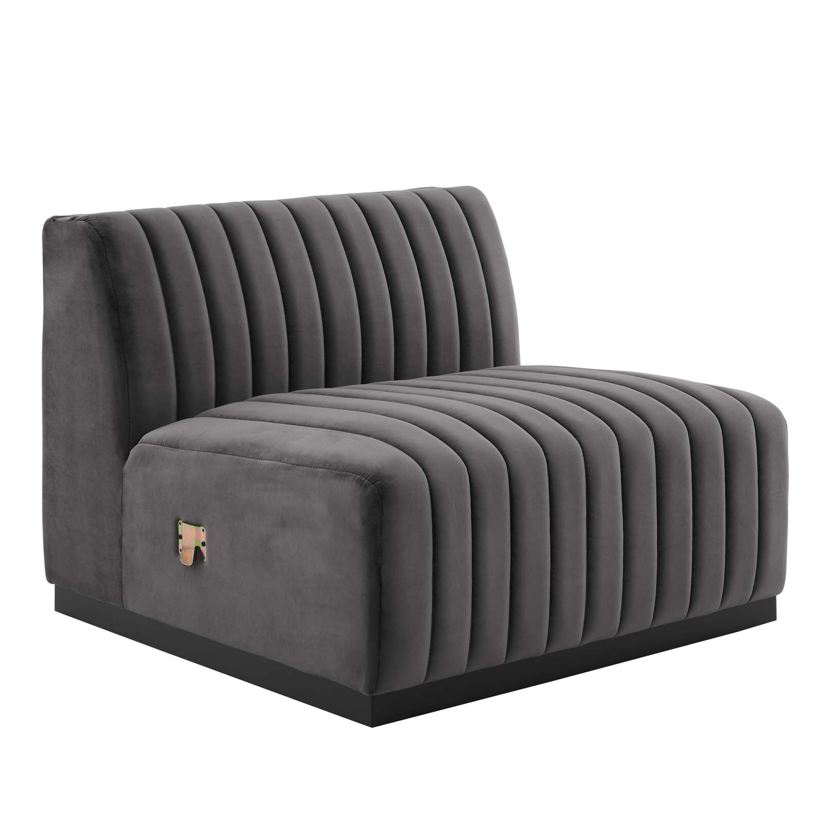 Modway Accent Chairs - Conjure Channel Tufted Performance Velvet Armless Chair Black Gray
