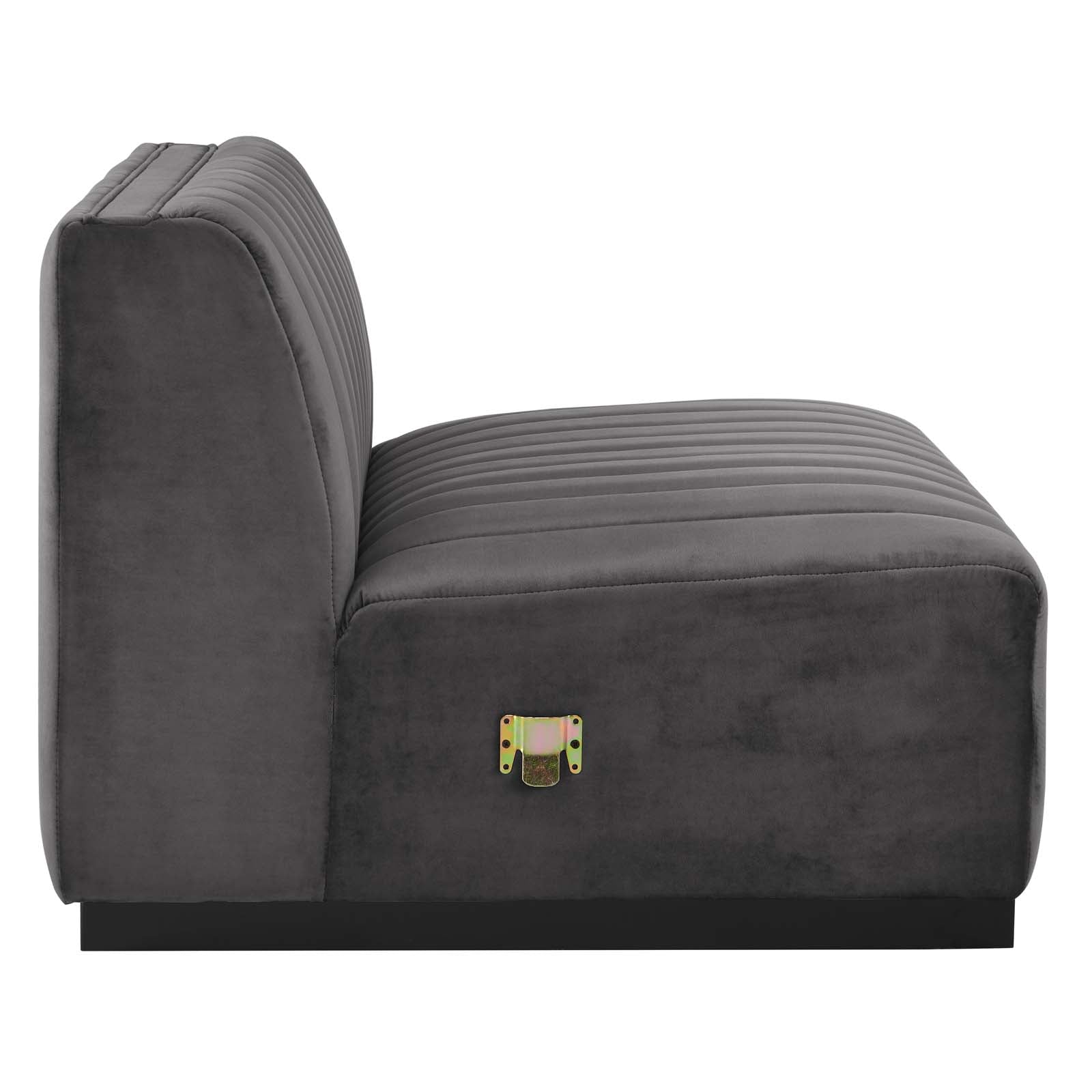 Modway Accent Chairs - Conjure Channel Tufted Performance Velvet Armless Chair Black Gray