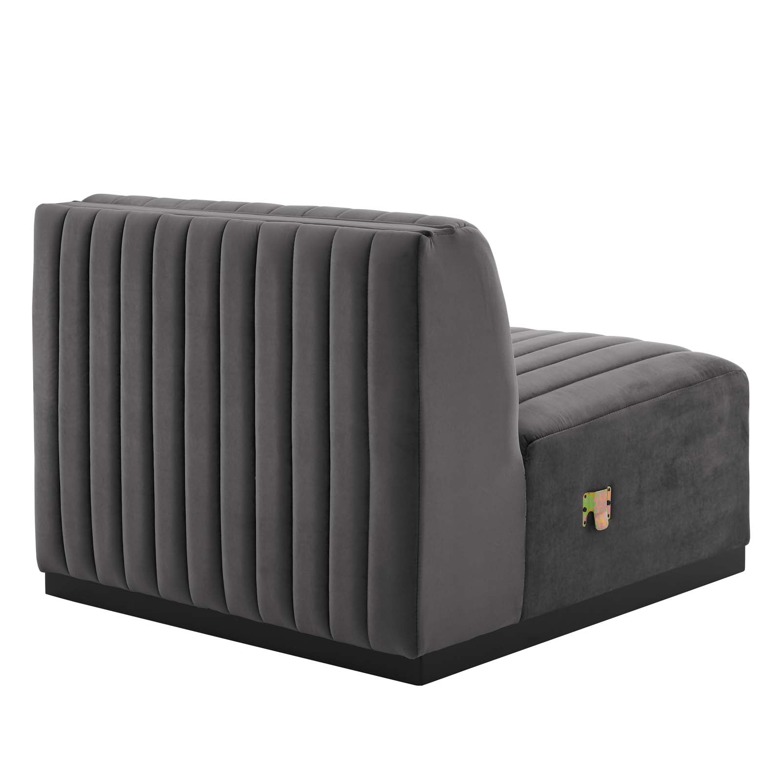 Modway Accent Chairs - Conjure Channel Tufted Performance Velvet Armless Chair Black Gray