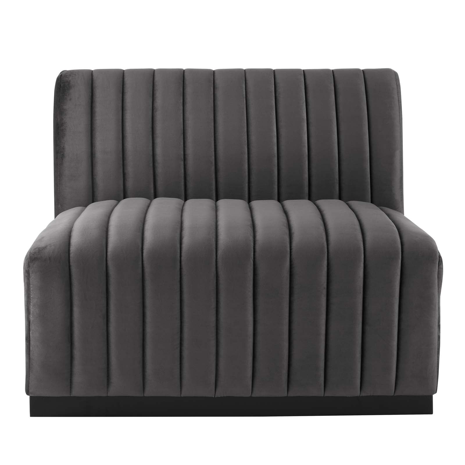 Modway Accent Chairs - Conjure Channel Tufted Performance Velvet Armless Chair Black Gray