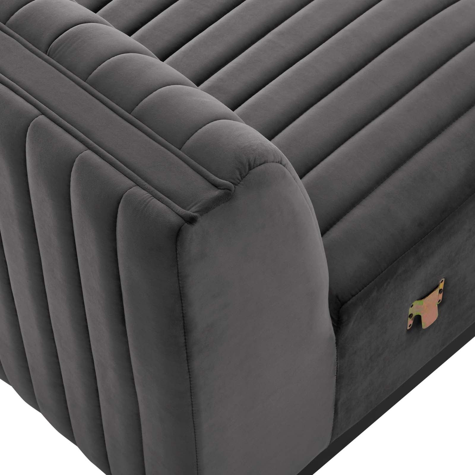 Modway Accent Chairs - Conjure Channel Tufted Performance Velvet Armless Chair Black Gray