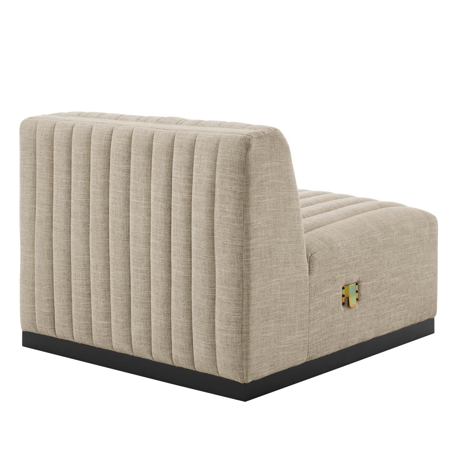 Modway Accent Chairs - Conjure Channel Tufted Upholstered Fabric Armless Chair Black Beige