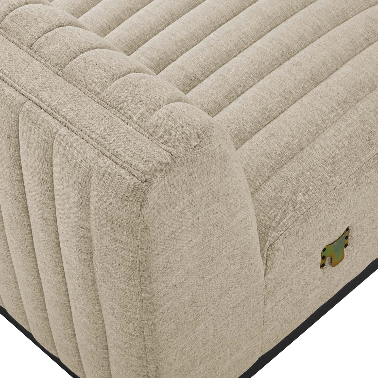 Modway Accent Chairs - Conjure Channel Tufted Upholstered Fabric Armless Chair Black Beige
