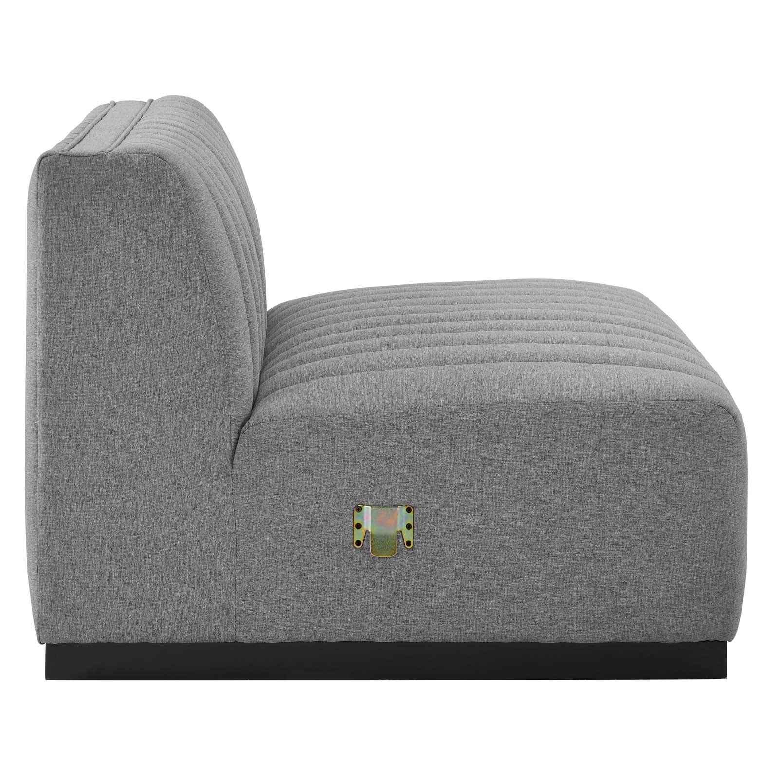 Modway Accent Chairs - Conjure Channel Tufted Upholstered Fabric Armless Chair Black Light Gray