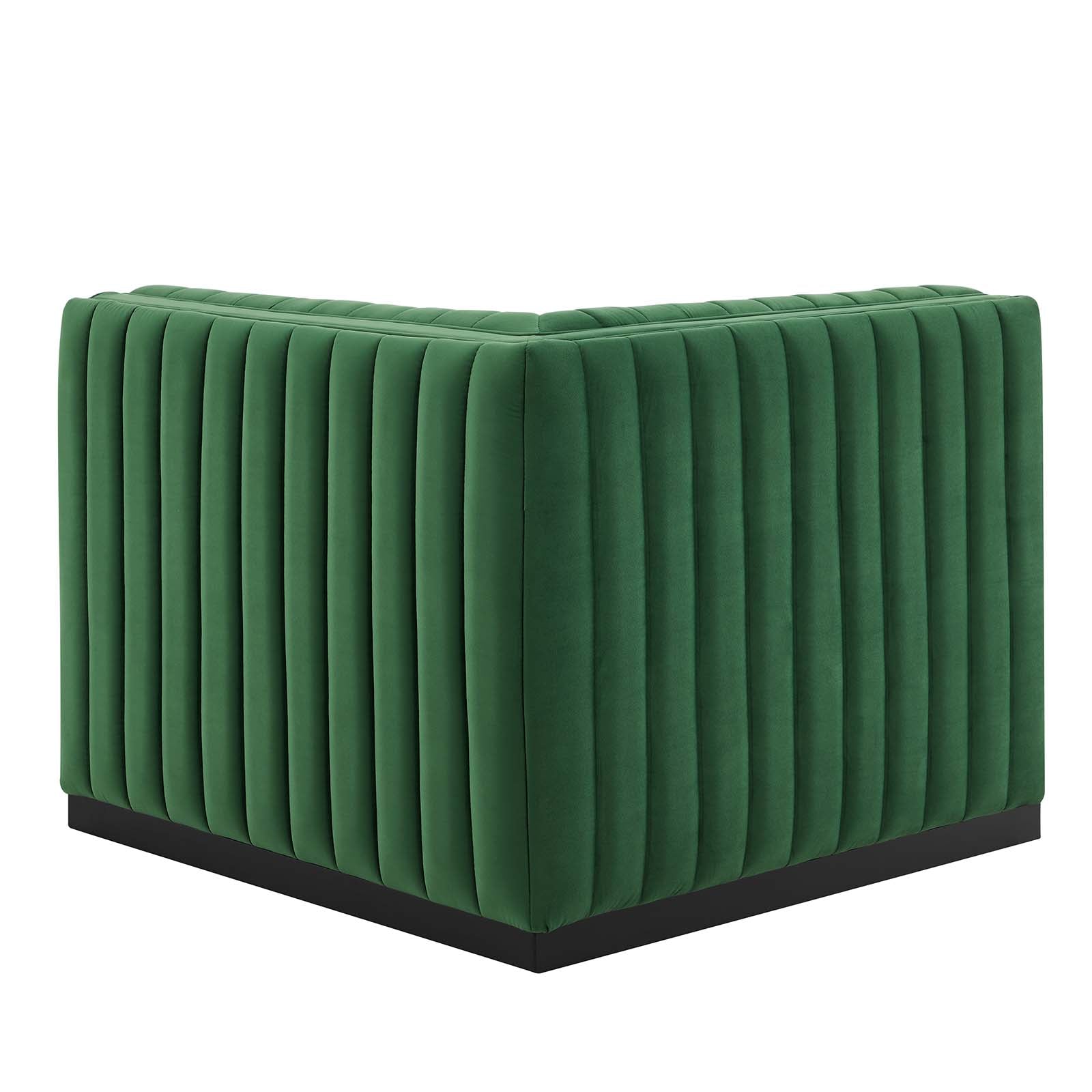Modway Accent Chairs - Conjure Channel Tufted Performance Velvet Left Corner Chair Black Emerald