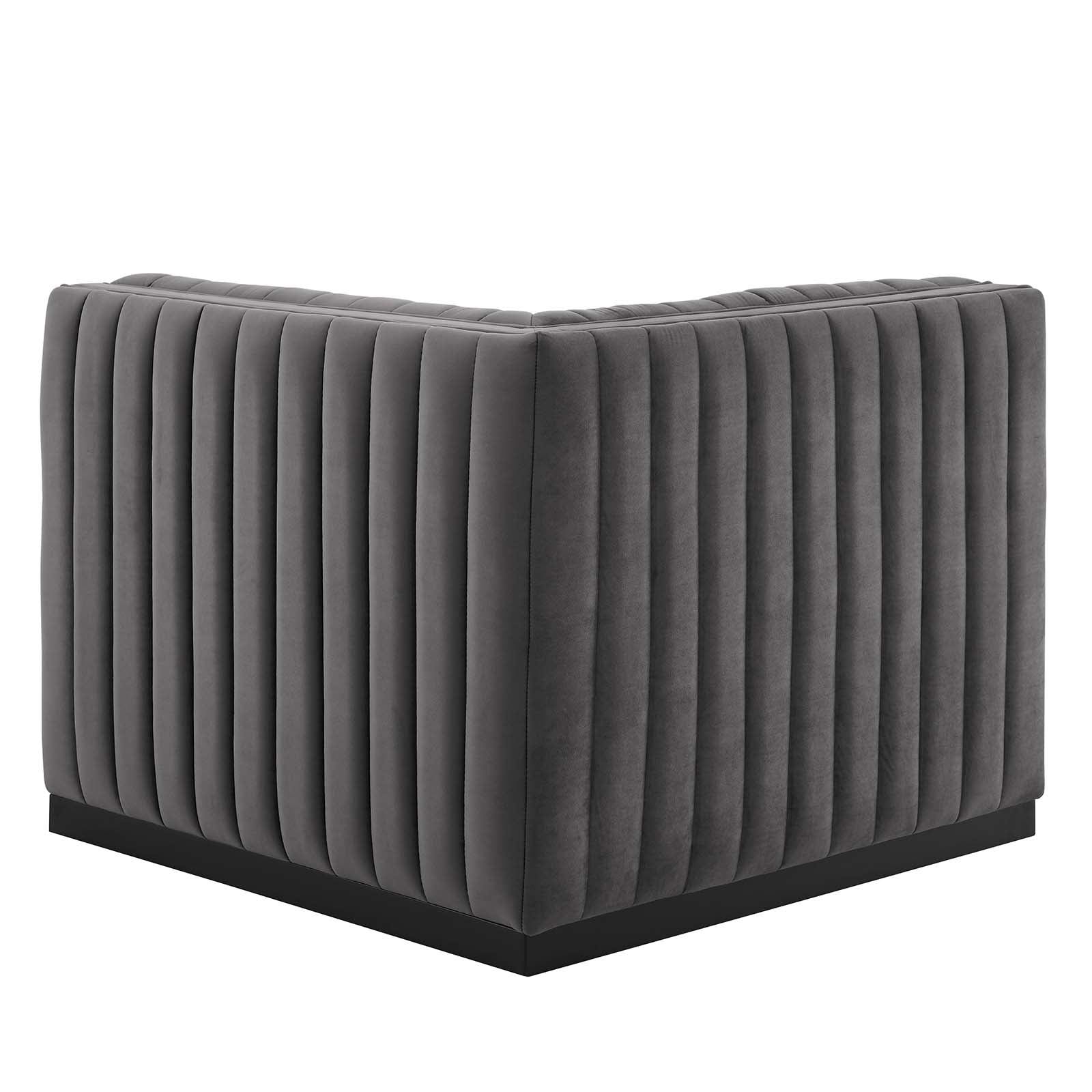 Modway Accent Chairs - Conjure Channel Tufted Performance Velvet Left Corner Chair Black Gray