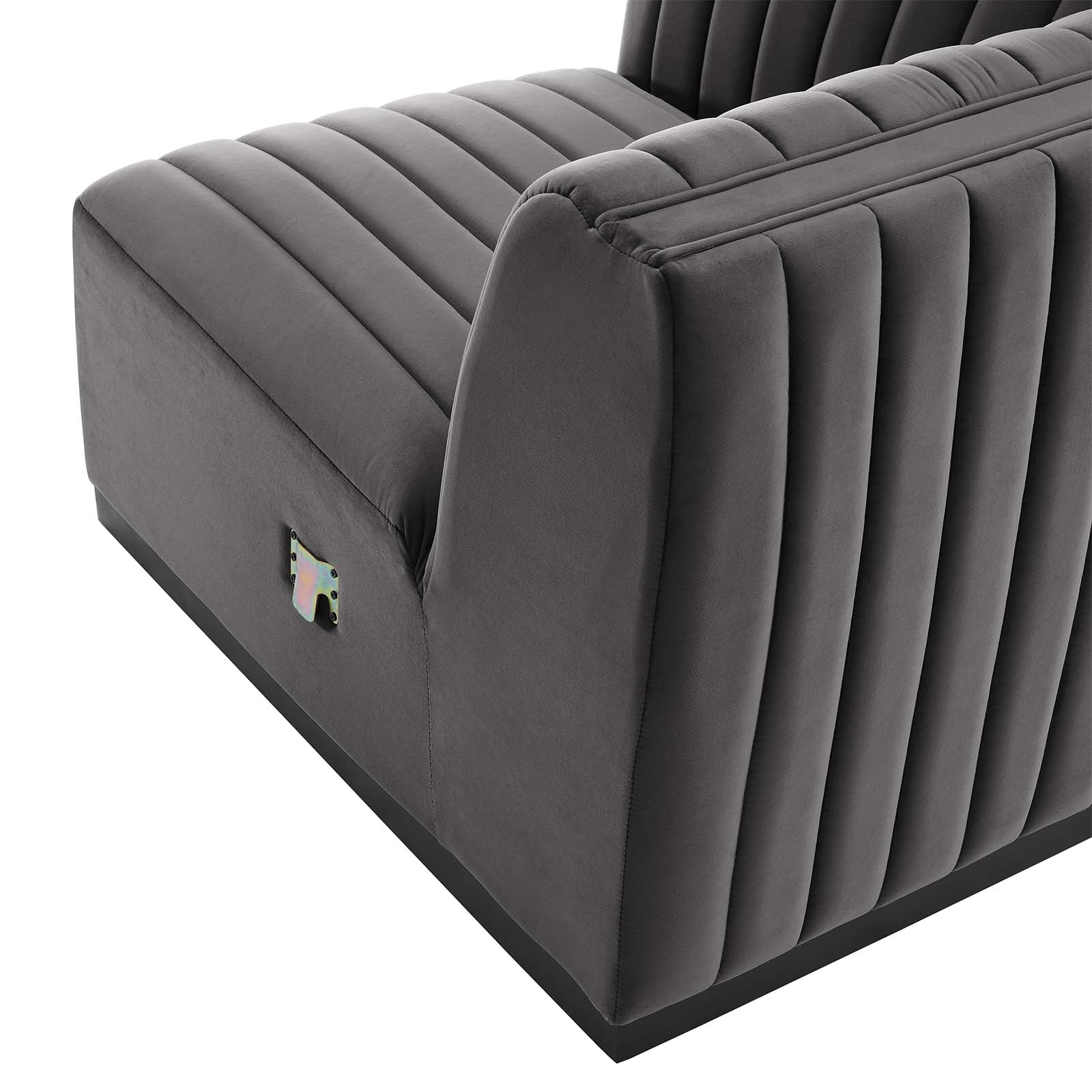 Modway Accent Chairs - Conjure Channel Tufted Performance Velvet Left Corner Chair Black Gray