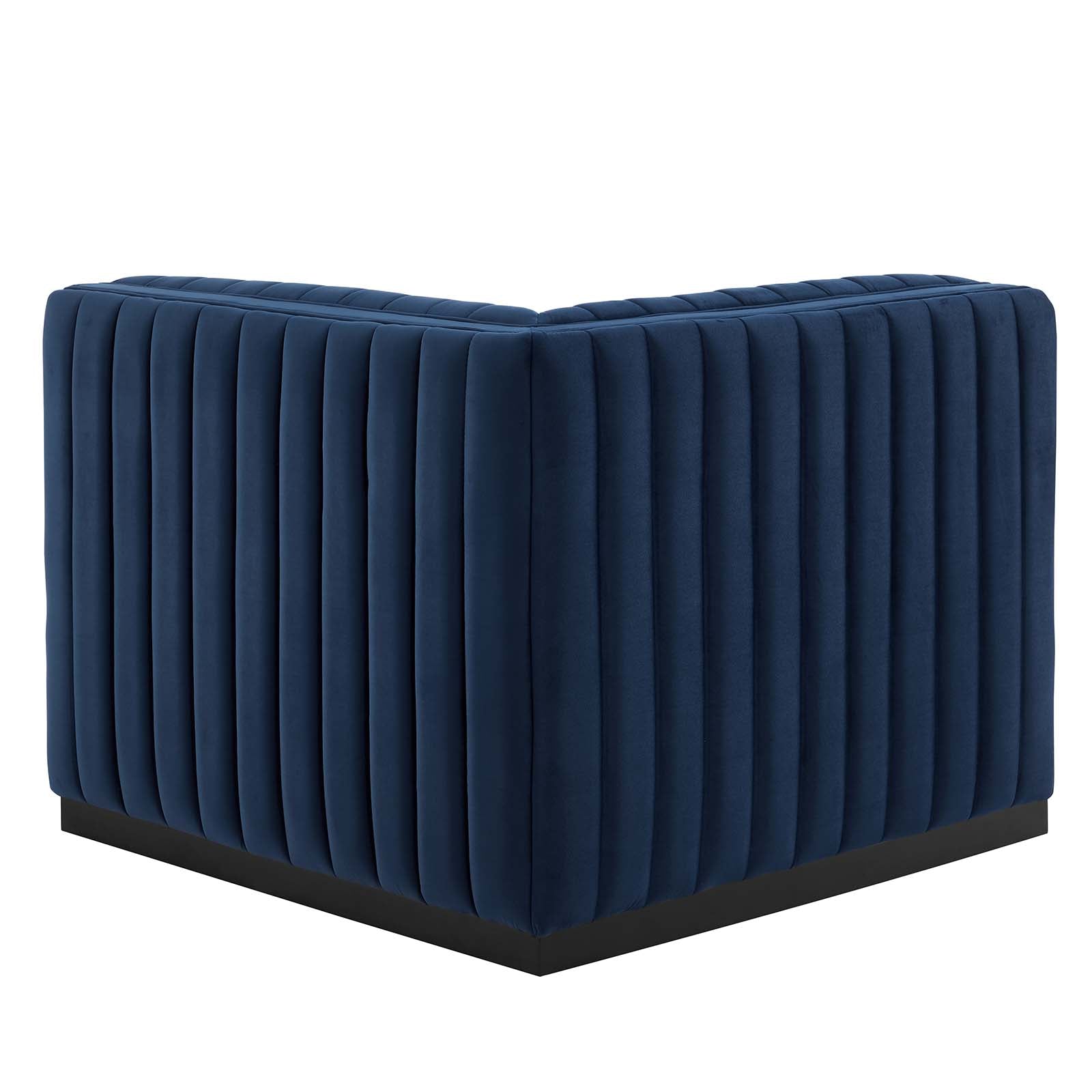 Modway Accent Chairs - Conjure Channel Tufted Performance Velvet Left Corner Chair Black Midnight Blue