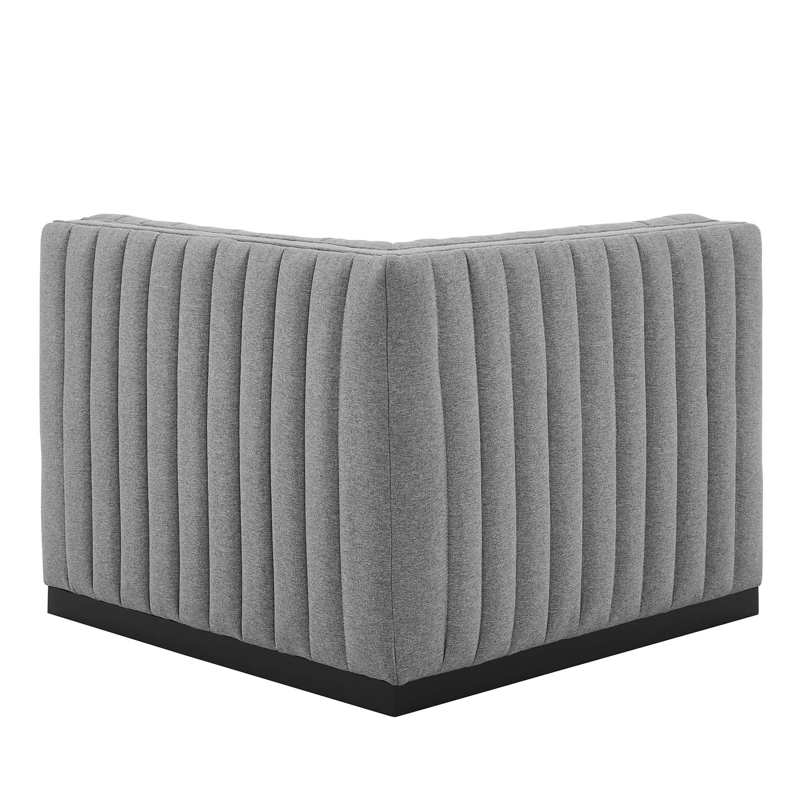 Modway Accent Chairs - Conjure Channel Tufted Upholstered Fabric Left Corner Chair Black Light Gray