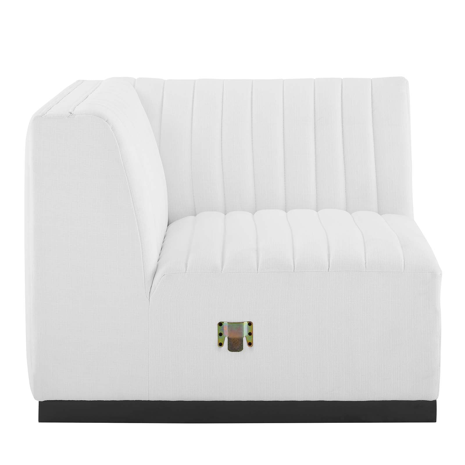 Modway Accent Chairs - Conjure Channel Tufted Upholstered Fabric Left Corner Chair Black White