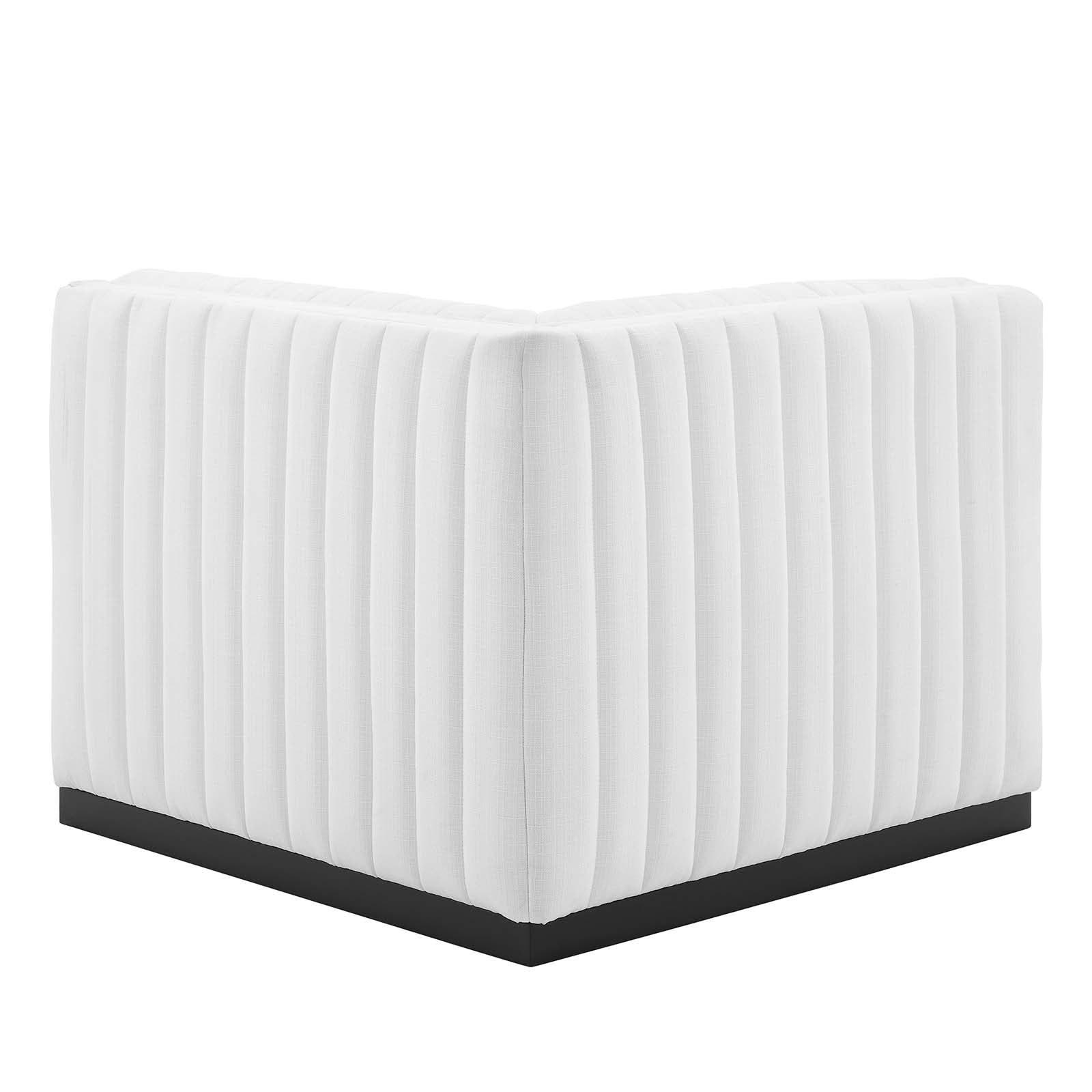Modway Accent Chairs - Conjure Channel Tufted Upholstered Fabric Left Corner Chair Black White