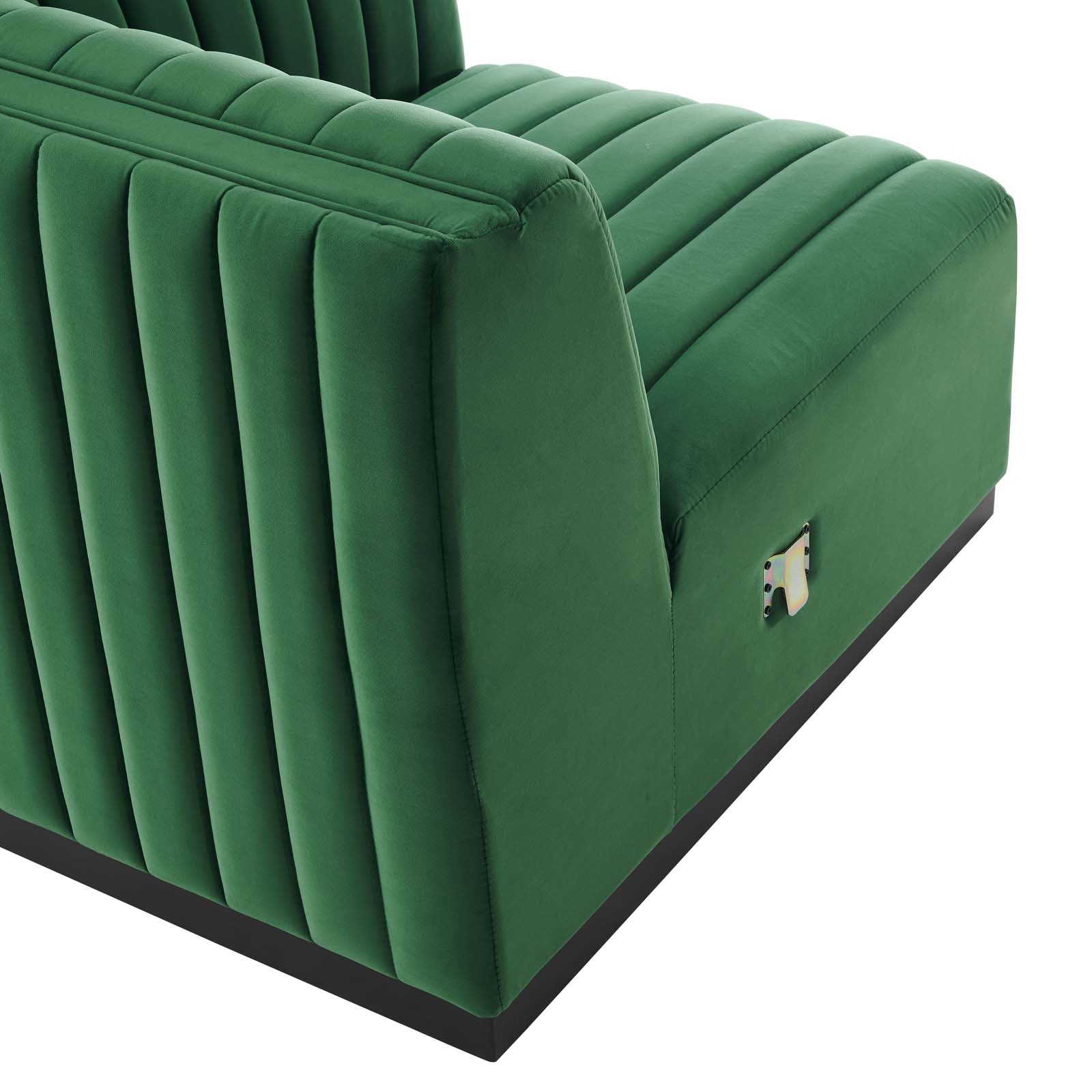 Modway Accent Chairs - Conjure Channel Tufted Performance Velvet Right Corner Chair Black Emerald