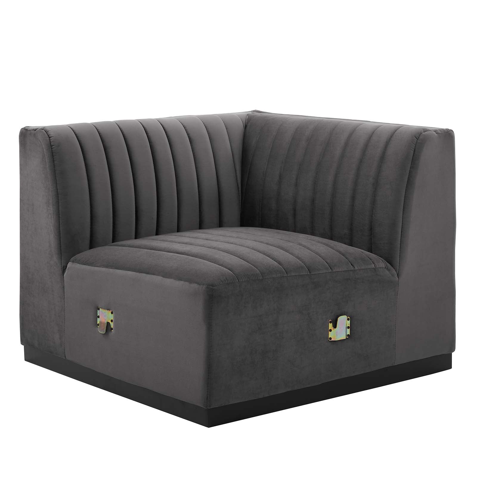 Modway Accent Chairs - Conjure Channel Tufted Performance Velvet Right Corner Chair Black Gray