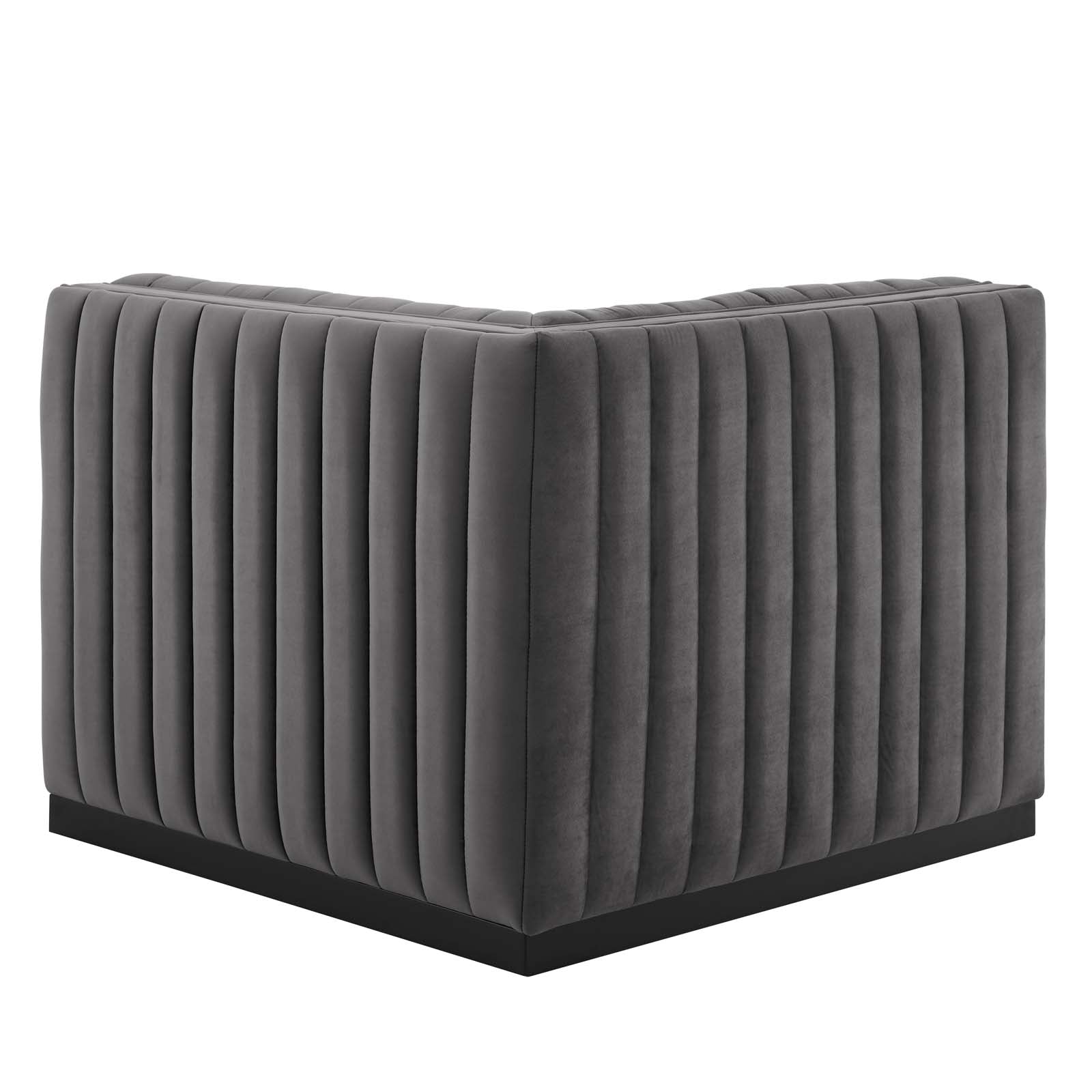 Modway Accent Chairs - Conjure Channel Tufted Performance Velvet Right Corner Chair Black Gray