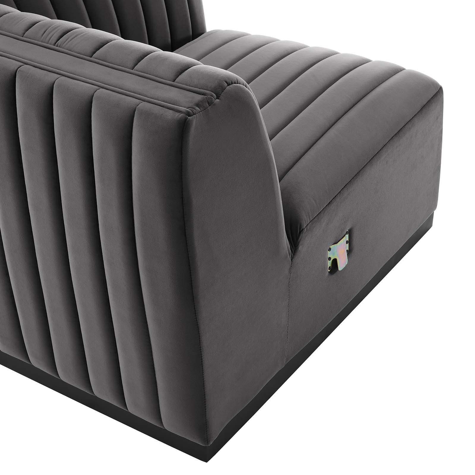 Modway Accent Chairs - Conjure Channel Tufted Performance Velvet Right Corner Chair Black Gray
