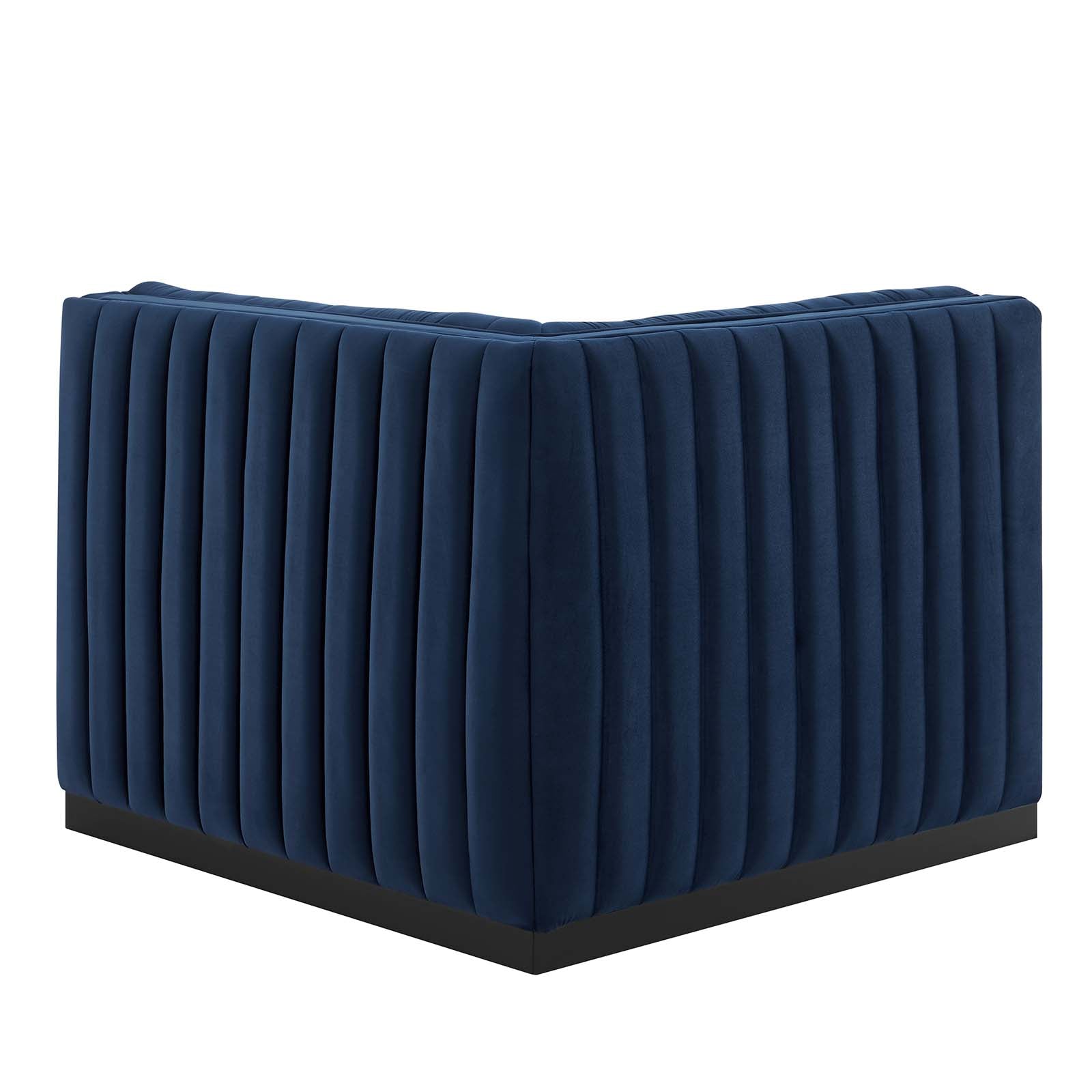 Modway Accent Chairs - Conjure Channel Tufted Performance Velvet Right Corner Chair Black Midnight Blue