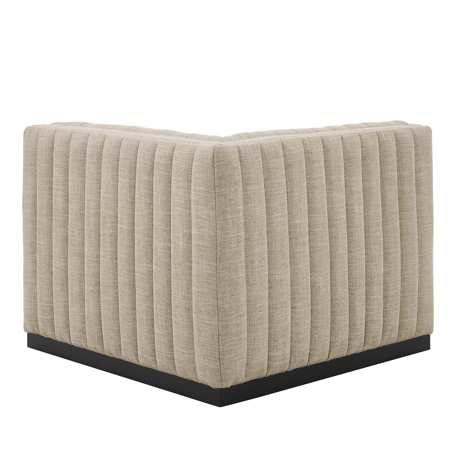 Modway Accent Chairs - Conjure Channel Tufted Upholstered Fabric Right Corner Chair Black Beige