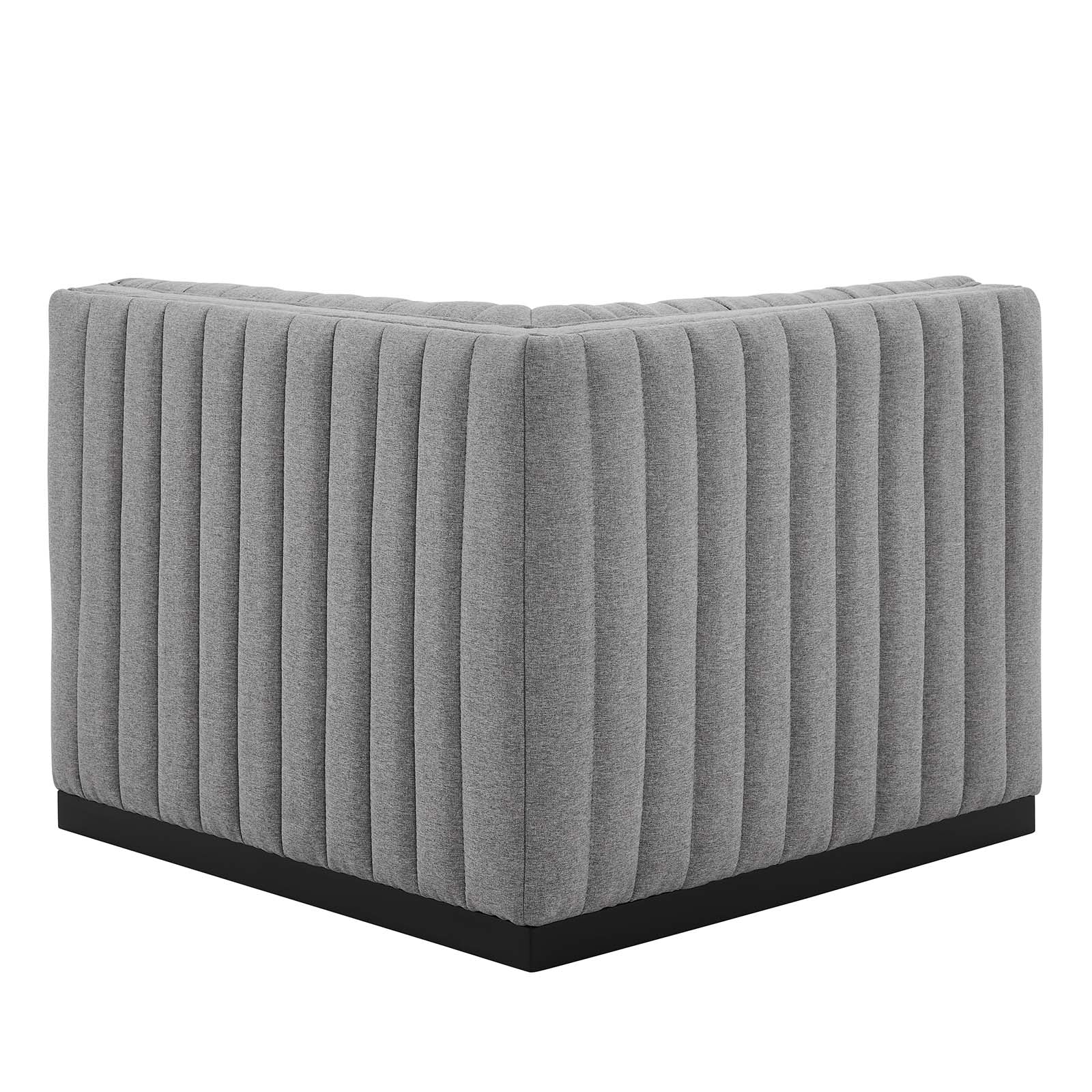 Modway Accent Chairs - Conjure Channel Tufted Upholstered Fabric Right Corner Chair Black Light Gray