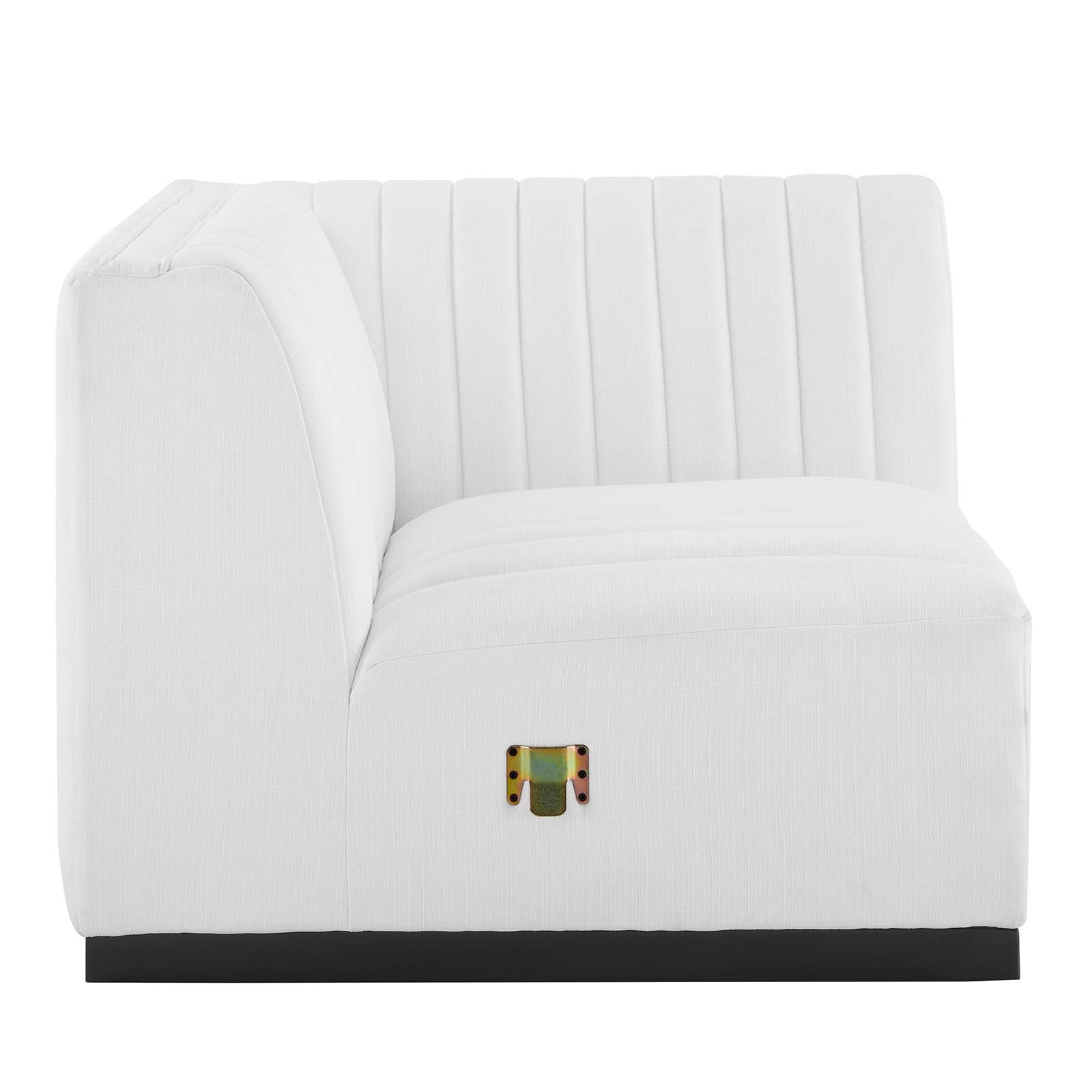 Modway Accent Chairs - Conjure Channel Tufted Upholstered Fabric Right Corner Chair Black White