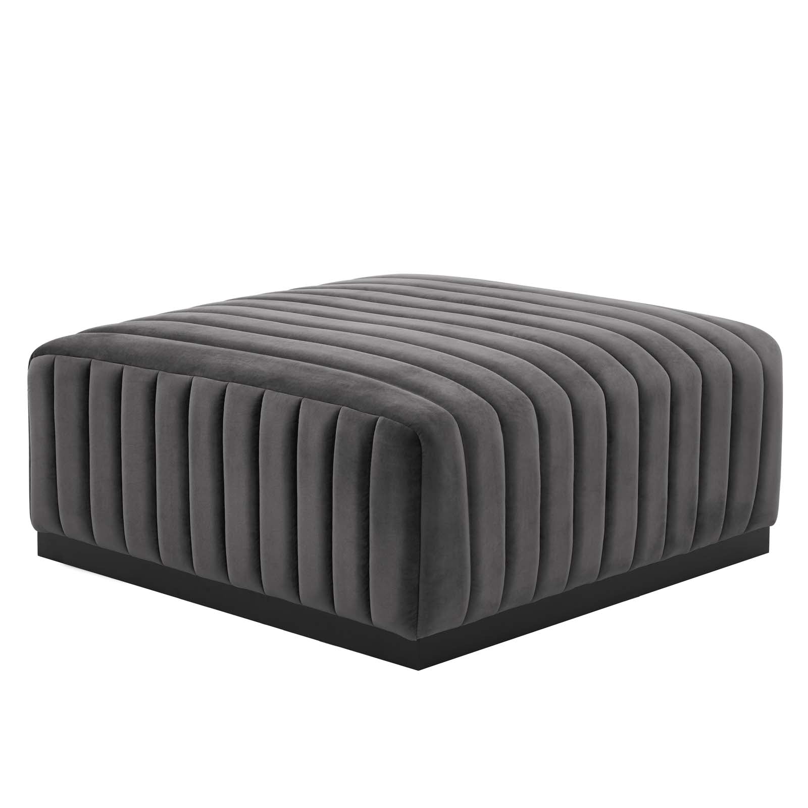 Modway Ottomans & Stools - Conjure Channel Tufted Performance Velvet Ottoman Black Gray