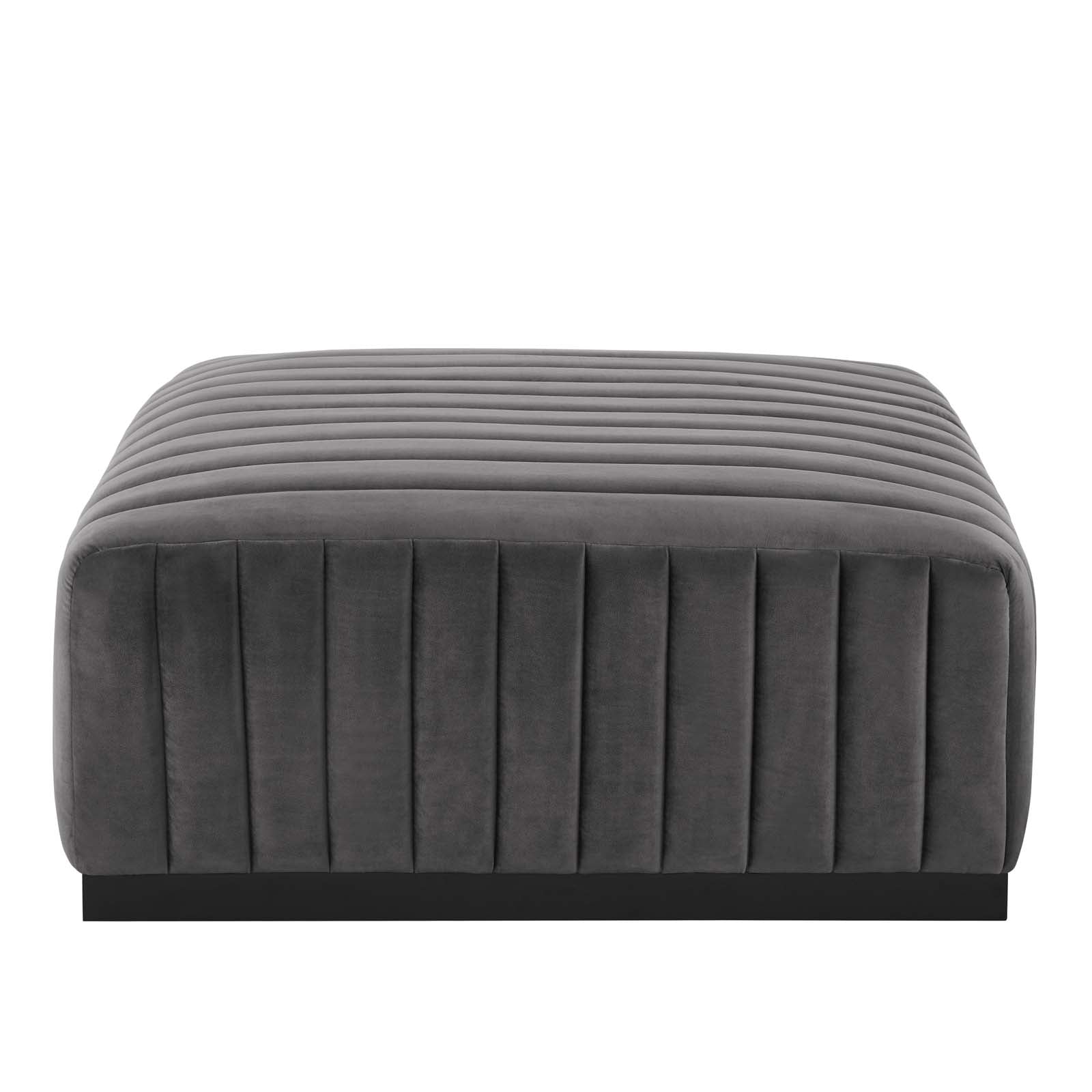 Modway Ottomans & Stools - Conjure Channel Tufted Performance Velvet Ottoman Black Gray