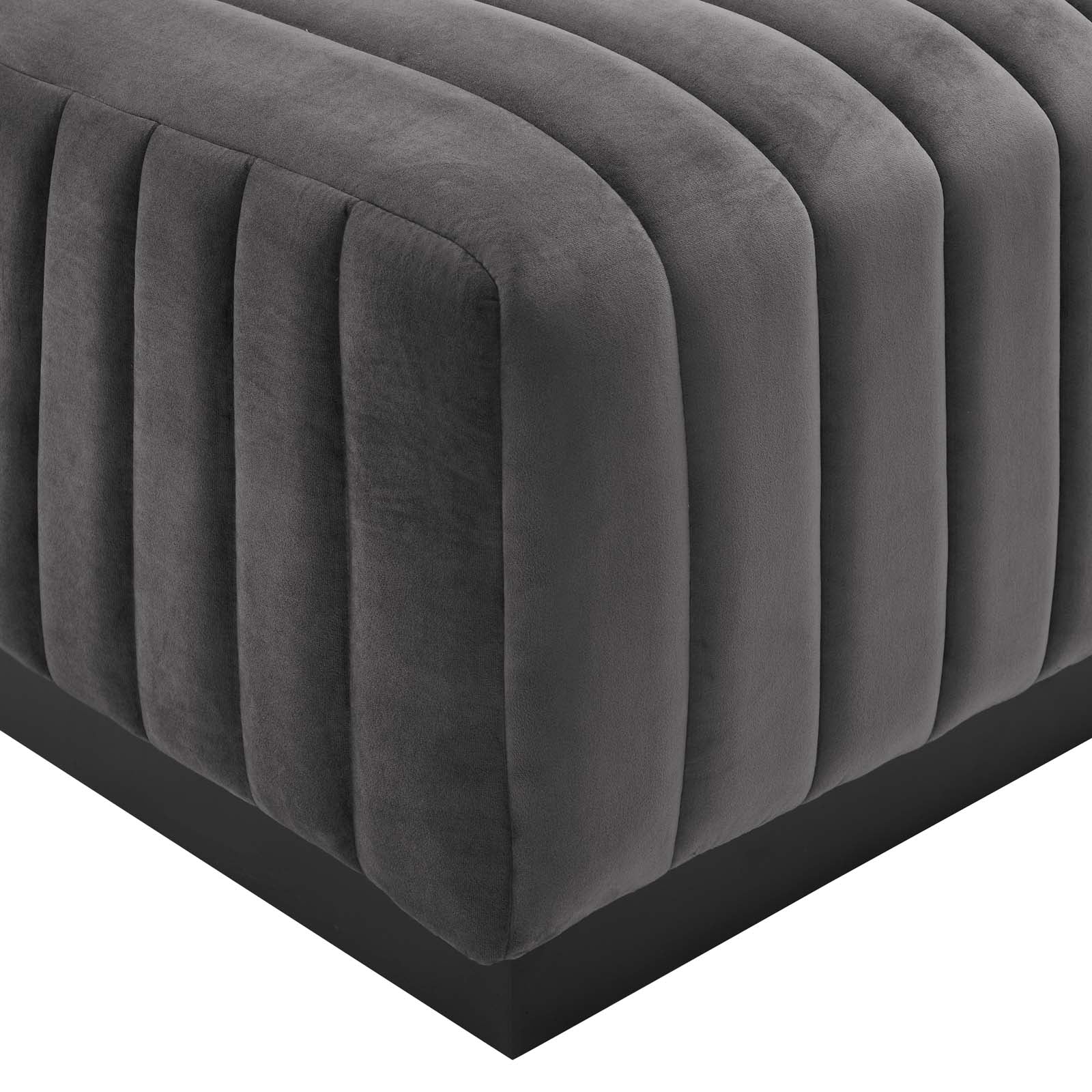 Modway Ottomans & Stools - Conjure Channel Tufted Performance Velvet Ottoman Black Gray