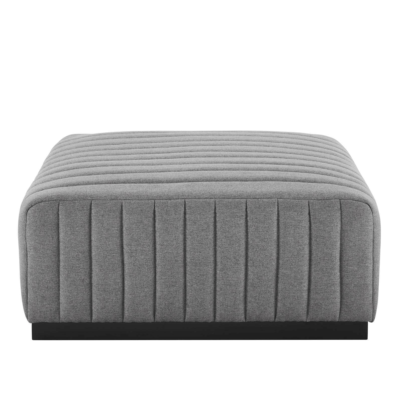 Modway Ottomans & Stools - Conjure Channel Tufted Upholstered Fabric Ottoman Black Light Gray