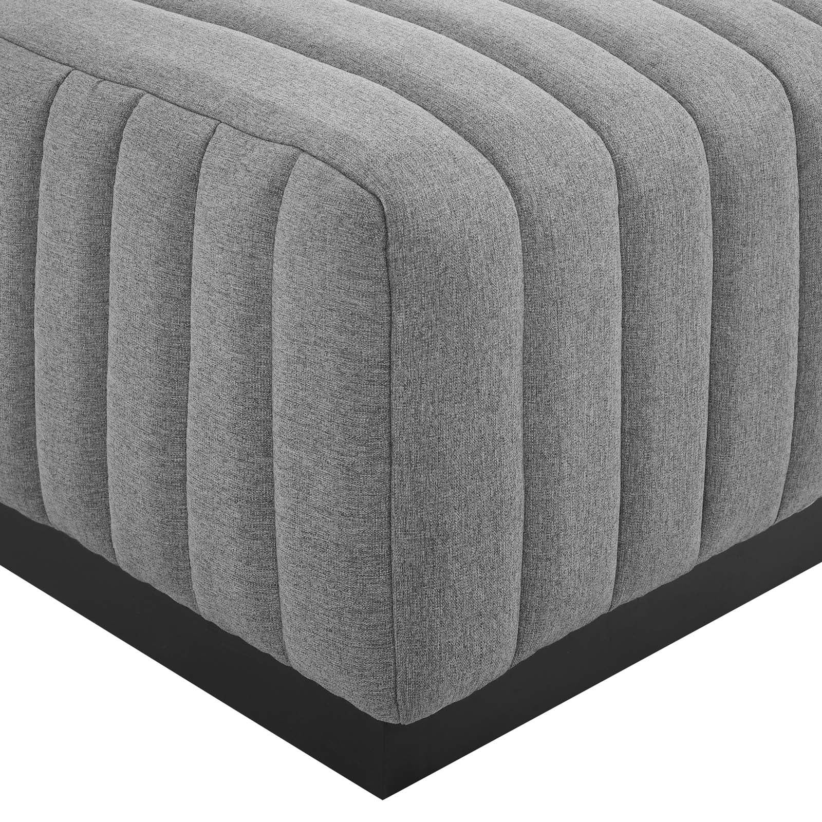 Modway Ottomans & Stools - Conjure Channel Tufted Upholstered Fabric Ottoman Black Light Gray