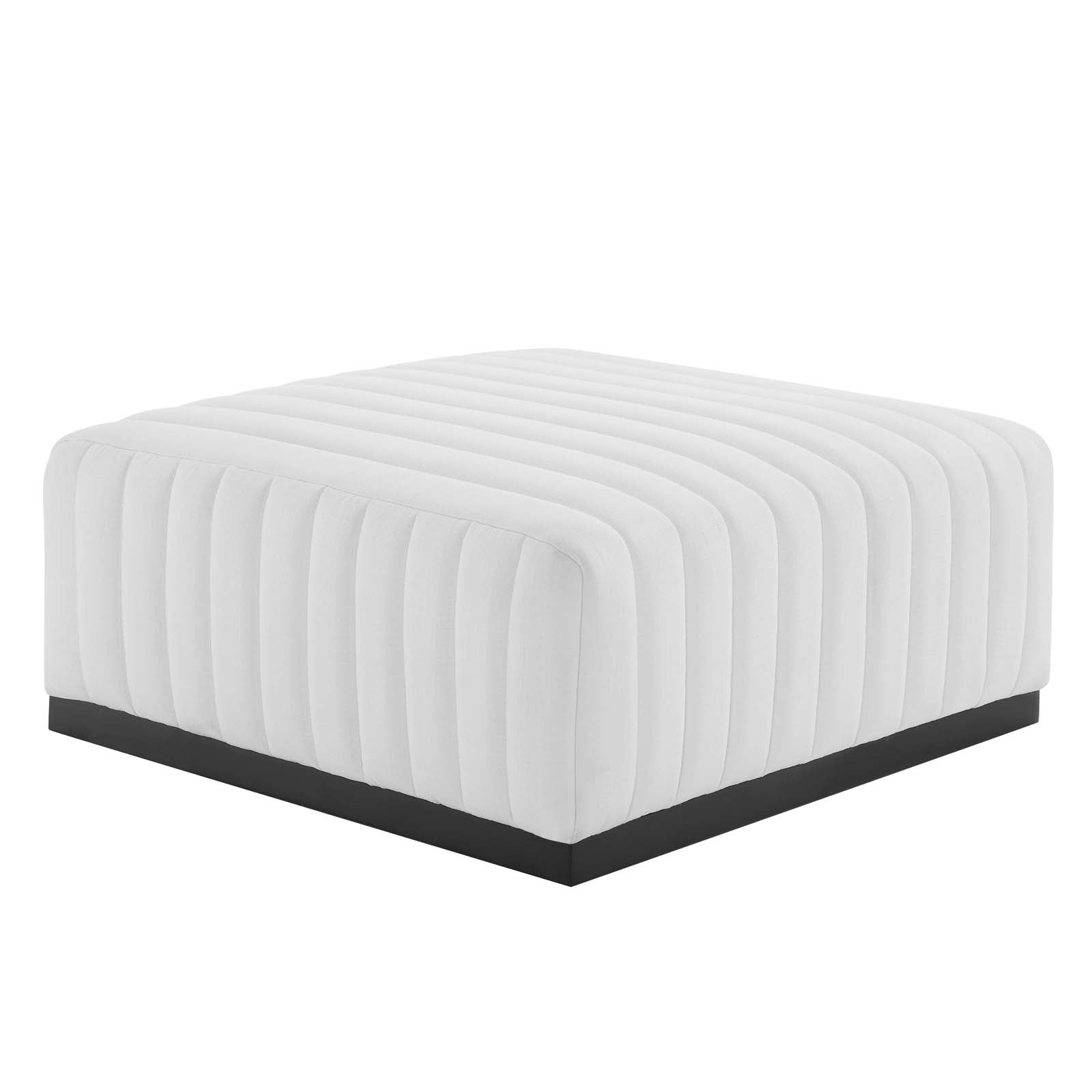 Modway Ottomans & Stools - Conjure Channel Tufted Upholstered Fabric Ottoman Black White
