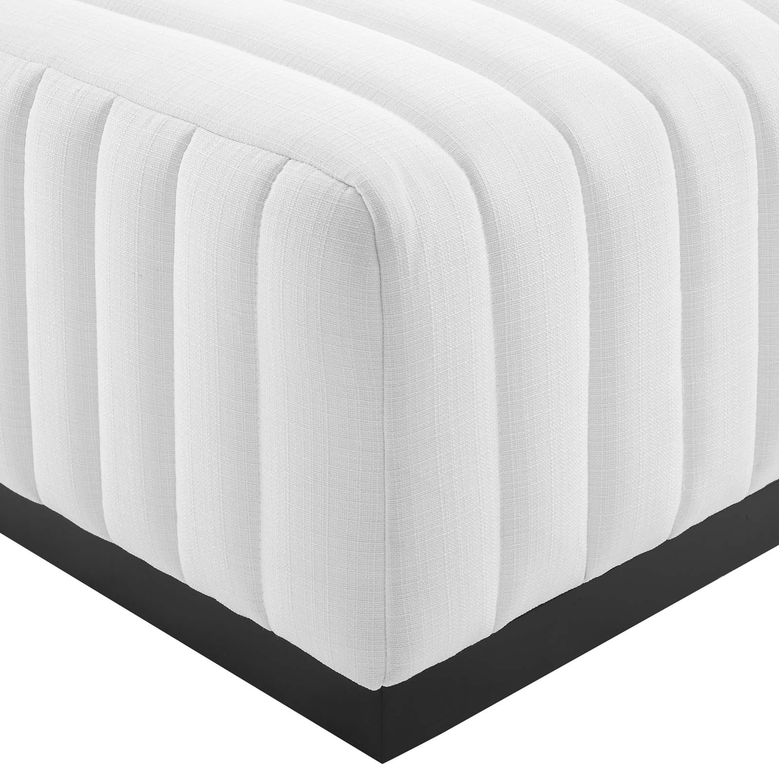 Modway Ottomans & Stools - Conjure Channel Tufted Upholstered Fabric Ottoman Black White