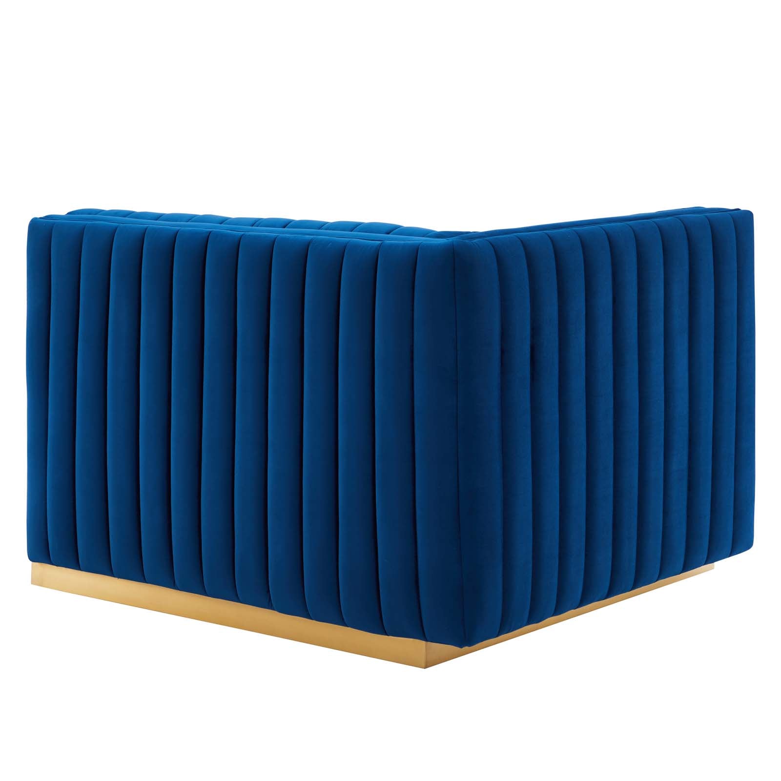 Modway Accent Chairs - Conjure Channel Tufted Performance Velvet Left-Arm Chair Gold Navy
