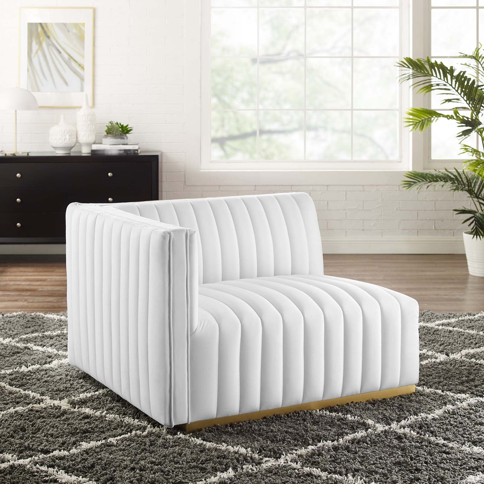 Modway Accent Chairs - Conjure Channel Tufted Performance Velvet Left-Arm Chair Gold