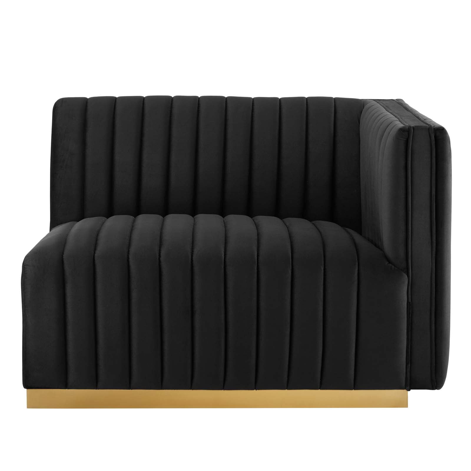 Modway Accent Chairs - Conjure Channel Tufted Performance Velvet Right-Arm Chair Gold Black