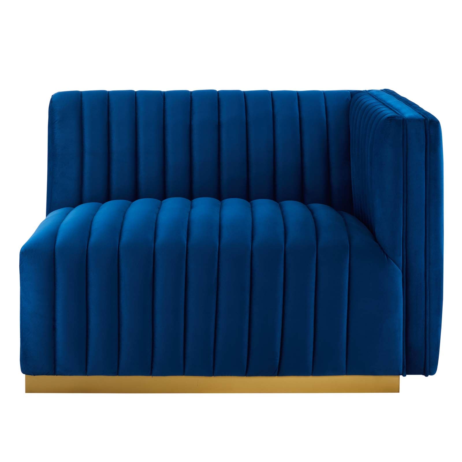 Modway Accent Chairs - Conjure Channel Tufted Performance Velvet Right-Arm Chair Gold Navy