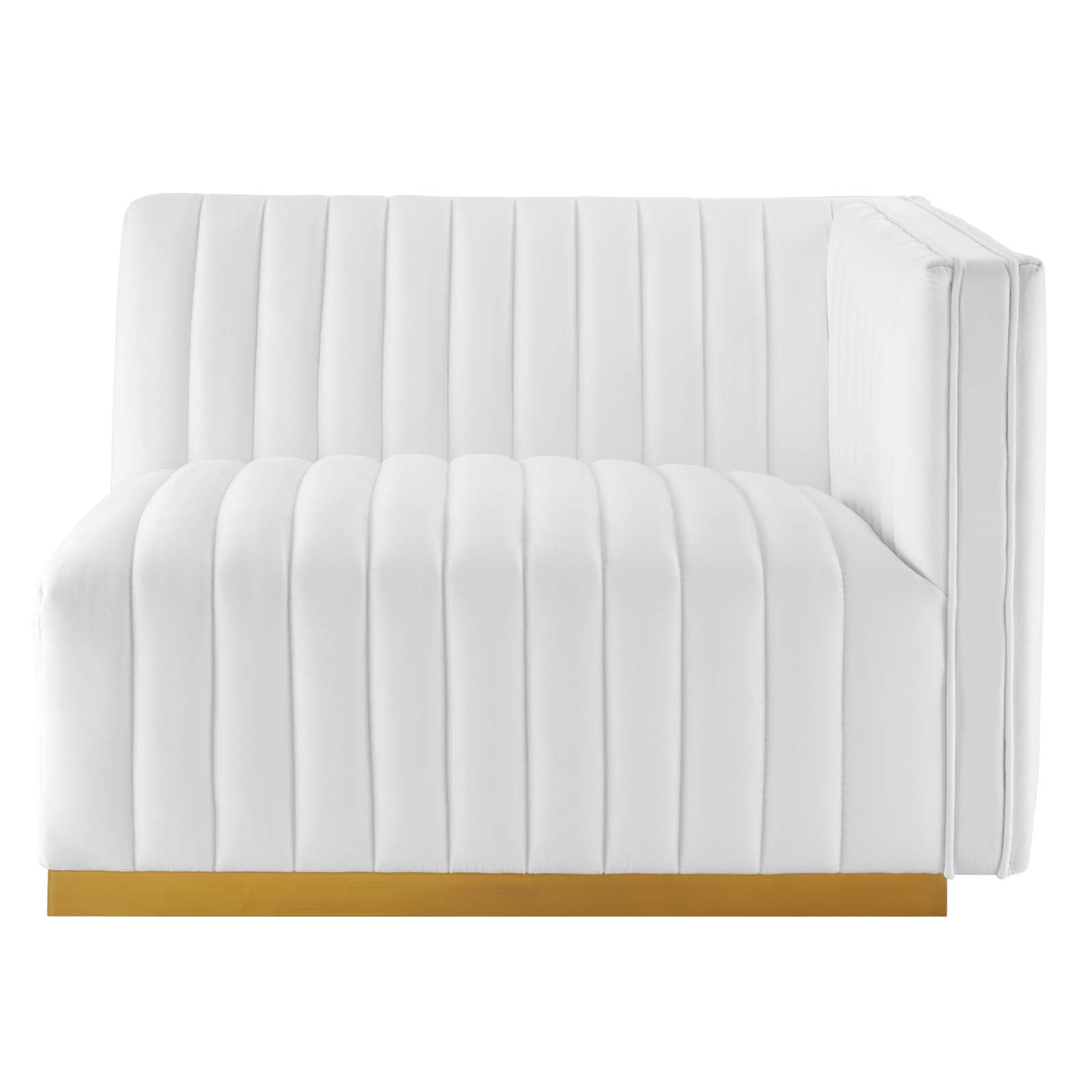 Modway Accent Chairs - Conjure Channel Tufted Performance Velvet Right-Arm Chair Gold White