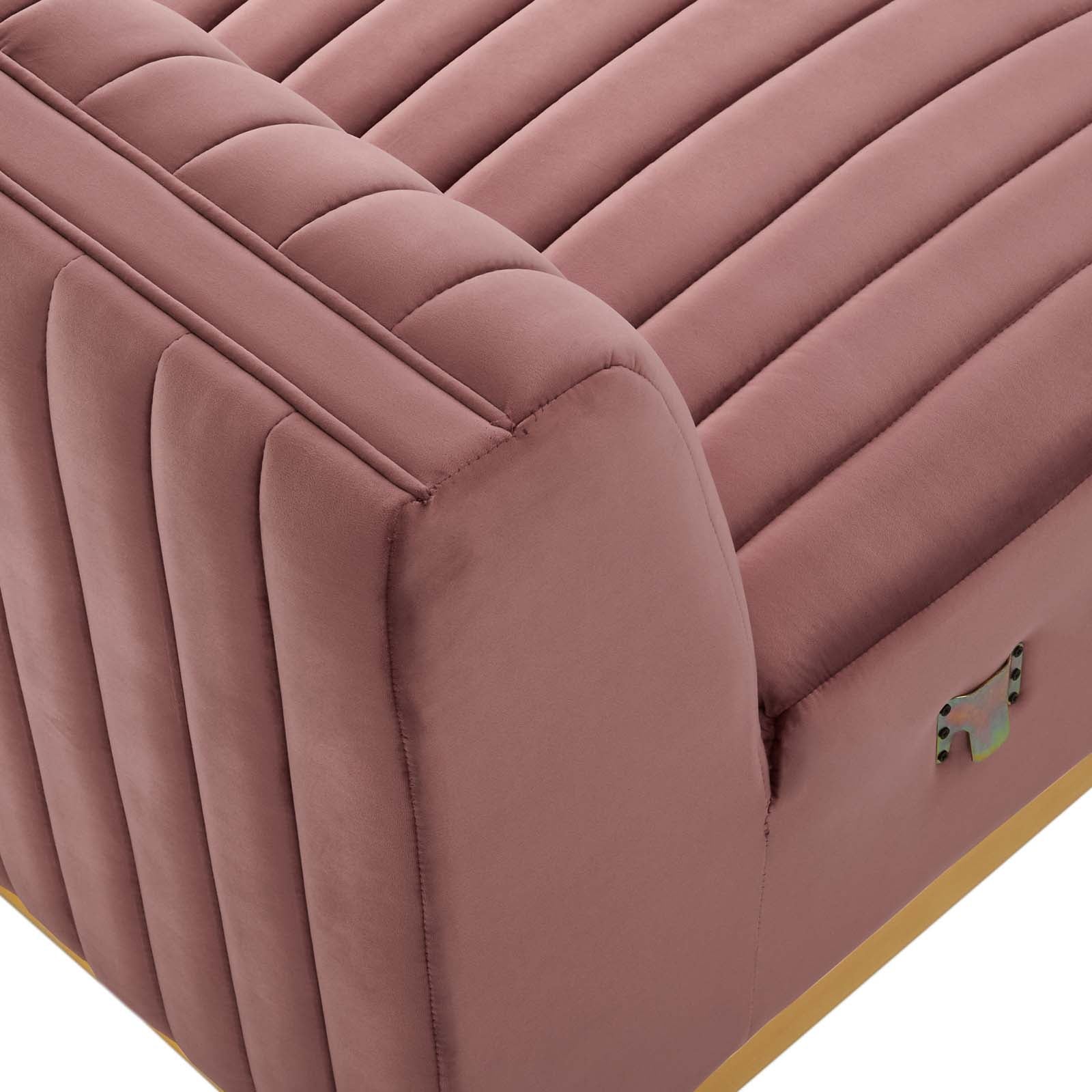 Modway Accent Chairs - Conjure Channel Tufted Performance Velvet Armless Chair Gold Dusty Rose