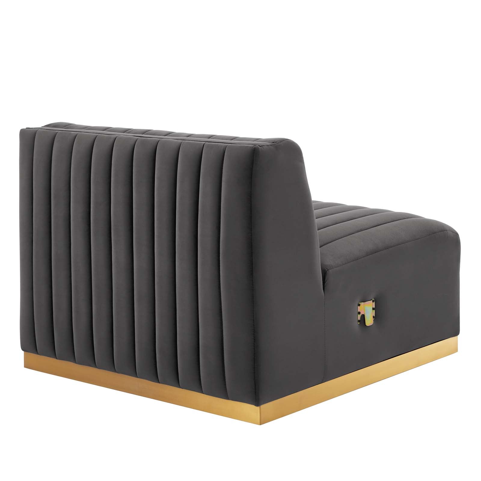 Modway Accent Chairs - Conjure Channel Tufted Performance Velvet Armless Chair Gold Gray