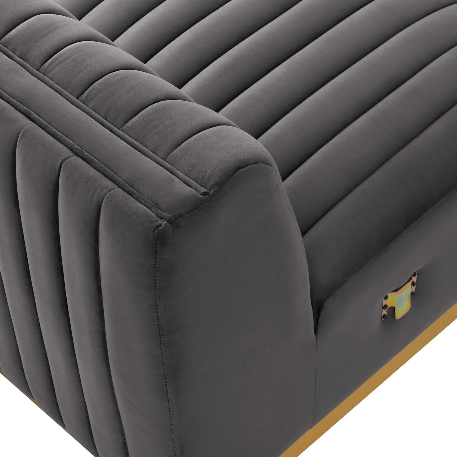 Modway Accent Chairs - Conjure Channel Tufted Performance Velvet Armless Chair Gold Gray