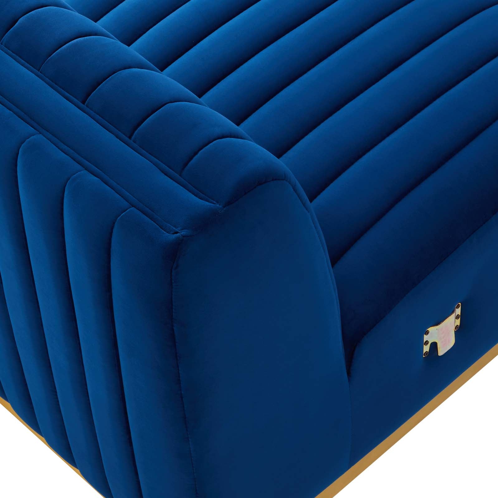 Modway Accent Chairs - Conjure Channel Tufted Performance Velvet Armless Chair Gold Navy