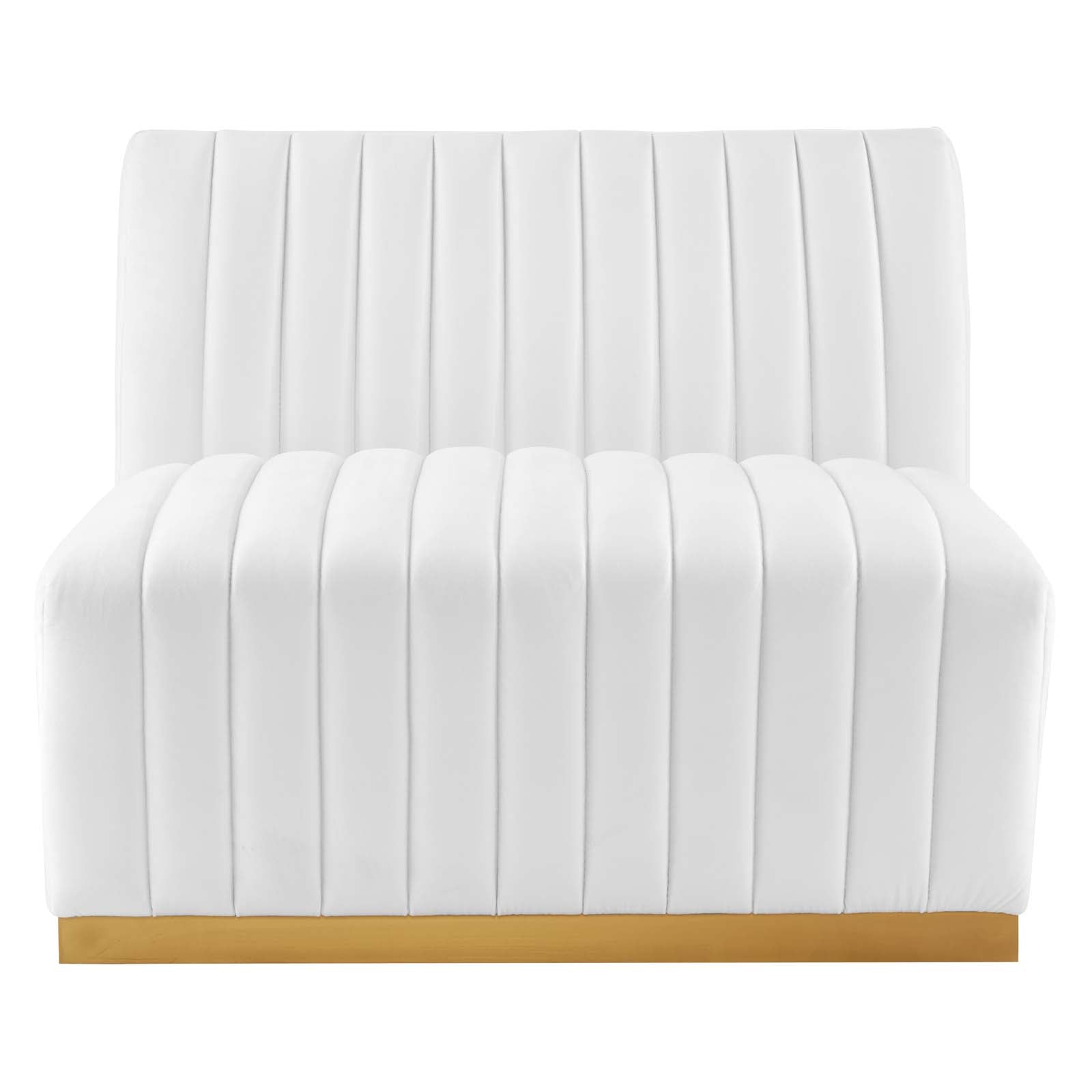 Modway Accent Chairs - Conjure Channel Tufted Performance Velvet Armless Chair Gold White
