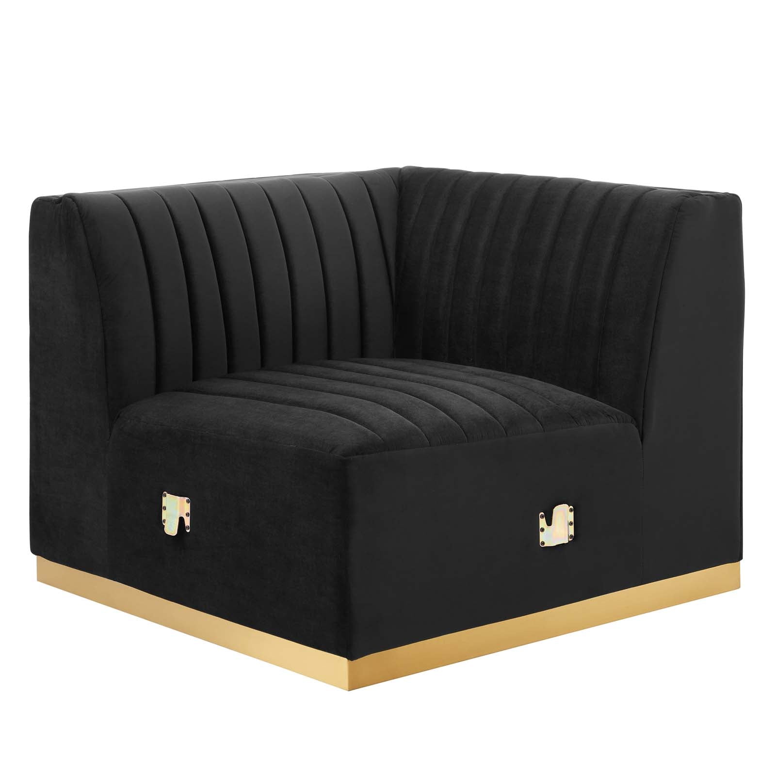 Modway Accent Chairs - Conjure Channel Tufted Performance Velvet Right Corner Chair Gold Black