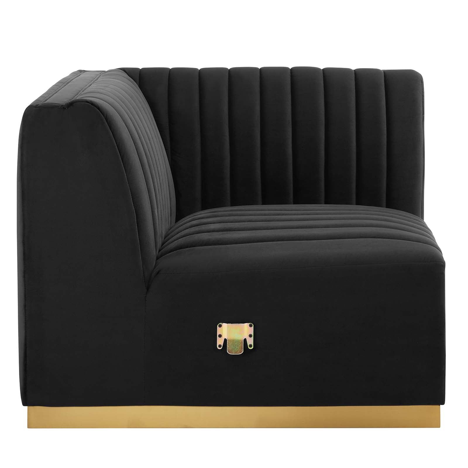 Modway Accent Chairs - Conjure Channel Tufted Performance Velvet Right Corner Chair Gold Black