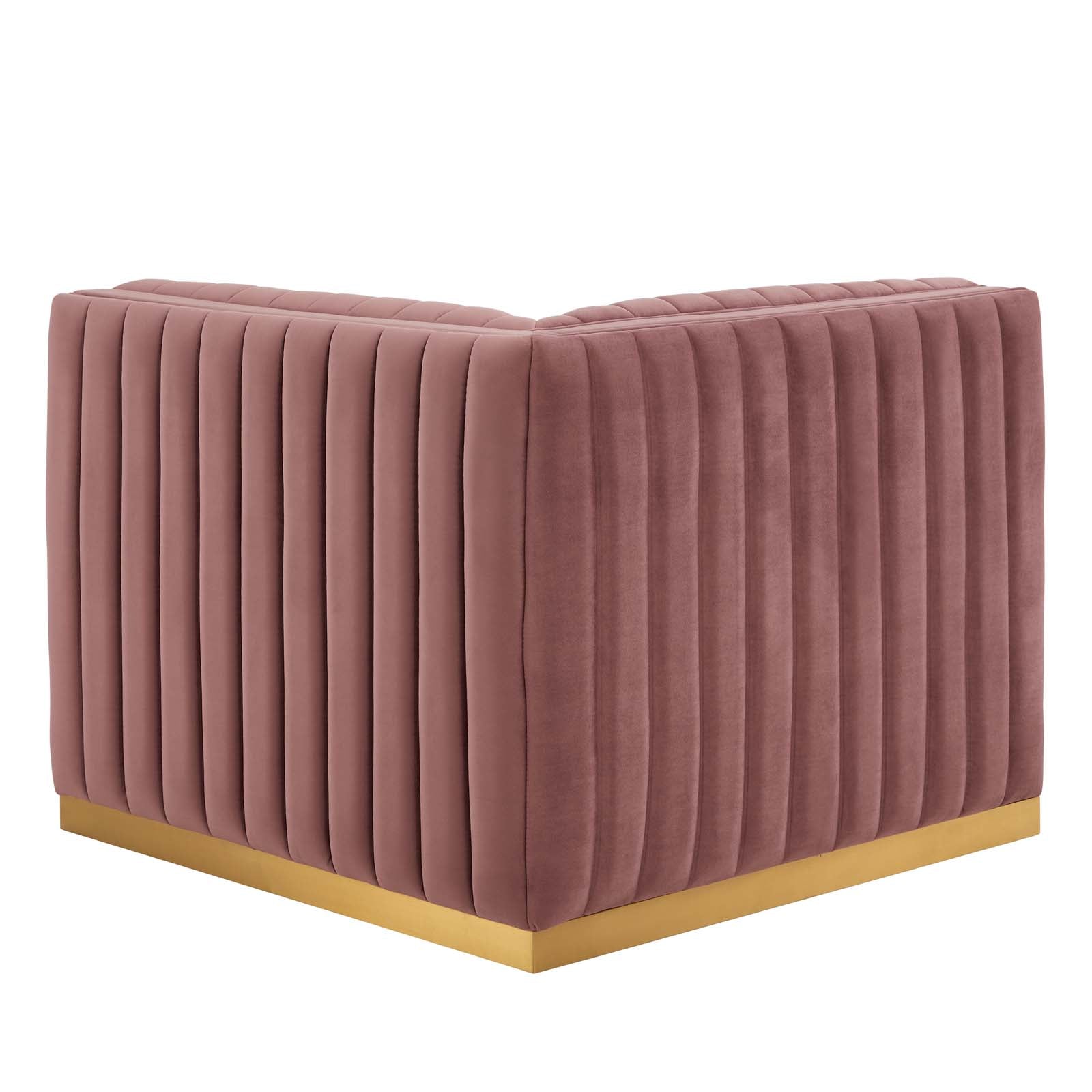 Modway Accent Chairs - Conjure Channel Tufted Performance Velvet Right Corner Chair Gold Dusty Rose