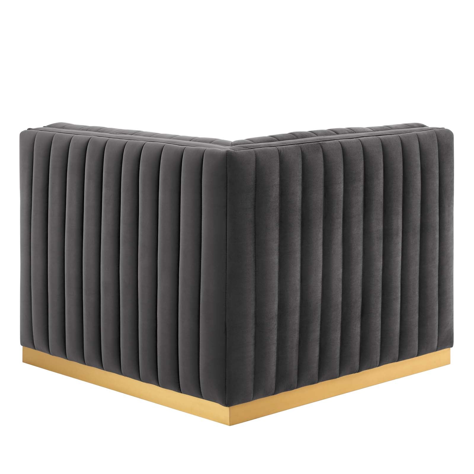 Modway Accent Chairs - Conjure Channel Tufted Performance Velvet Right Corner Chair Gold Gray