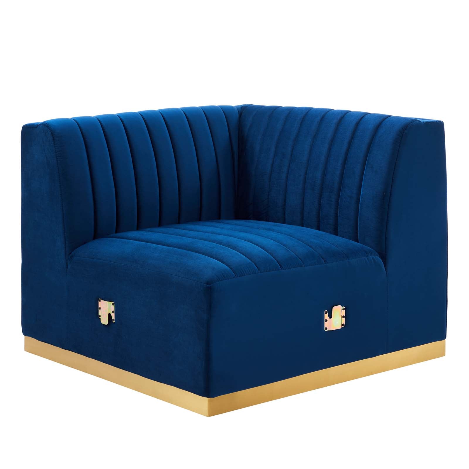 Modway Accent Chairs - Conjure Channel Tufted Performance Velvet Right Corner Chair Gold Navy