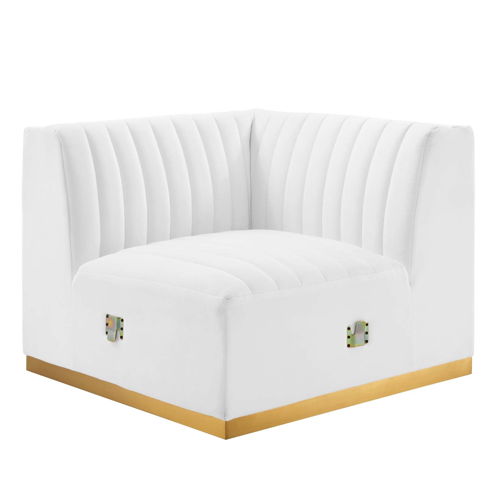 Modway Accent Chairs - Conjure Channel Tufted Performance Velvet Right Corner Chair Gold White