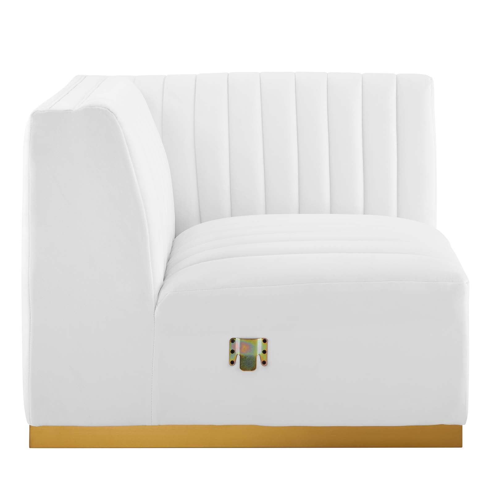 Modway Accent Chairs - Conjure Channel Tufted Performance Velvet Right Corner Chair Gold White